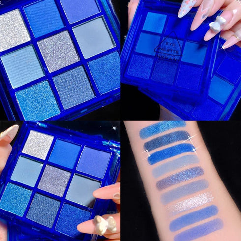 AMY'S DIARY Blue Eyeshadow Palette Glitter Eye shadow Makeup,Navy Blue Eyeshadow Shiny Sparkle Shimmer Glitter blue Eyeshadow Waterproof Pallete,r...