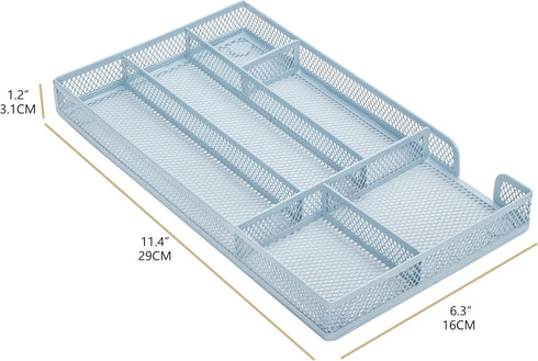 Annova Desk Drawer Organizer/Storage Tray - Metal Mesh with Dividers for Pens, Desktop Accessories, Bathroom, Kitchen, Makeup and Office Supplies ...