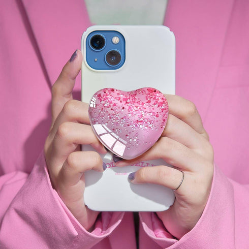 Expandiing Moblile Cell Phone Grip Heart Shape Glass Holder for Smartphones, Cellphone Collapsible Stand? Pink Red...