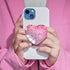 Expandiing Moblile Cell Phone Grip Heart Shape Glass Holder for Smartphones, Cellphone Collapsible Stand? Pink Red...