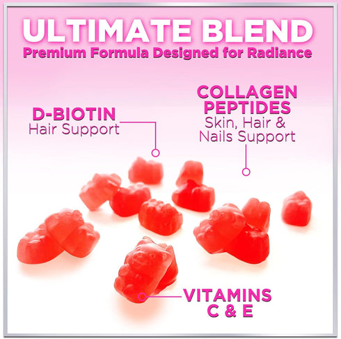 Collagen Peptides Gummies for Women & Men - Collagen Protein with Biotin, Extra Strength Hydrolyzed Collagen Peptides Gummy Supplement for Hair, S...