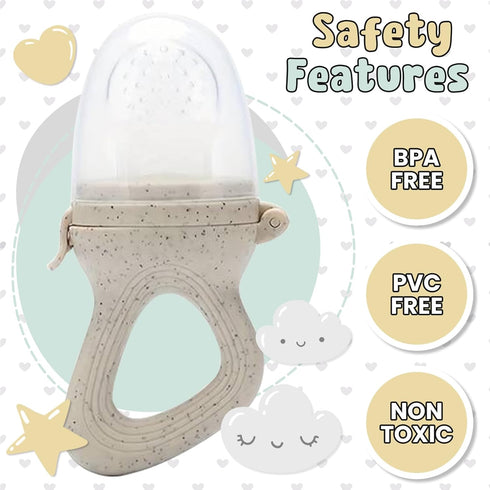 Avee & Co Silicone Teething Pacifier and Fresh Fruit Feeder, Baby Pacifier for Teething, Toddler Teething Toy (Beige)...