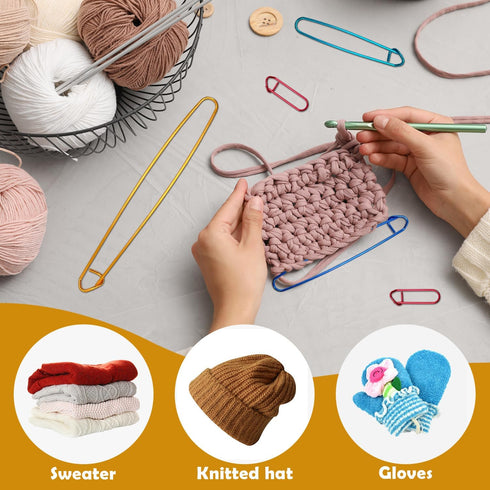12 Pcs Knitting Stitch Holders Aluminum, Colorful Yarn Stitch Holder for Practical Knitting Crochet Tools for Sweaters Socks Yarn Sewing DIY Blank...