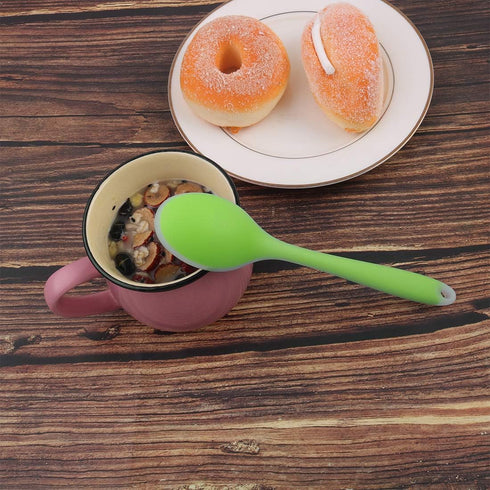 uxcell Silicone Dinner Spoon Table Spoon Dessert Spoon Utensils for Kitchen Restaurant Green...