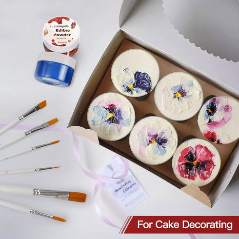 Cake Painting Brushes Set from E-Kongton, Food Safe Paint Brushes Fondant Sugar DIY Tools Set, Soft Synthetic Brush Material, Easy to Use & Easy t...