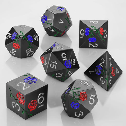 DND Metal Dice Set,Polyhedral Dice Set-Hand-Coloured Rose D&D Dice Set,Perfect in Gift Metal Box for DND Dungeons and Dragons MTG RPG Role Playing...