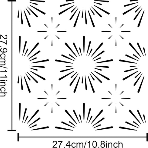 Starburst Stencil Star Stencil Template 11.8"×11.8" Square Reusable PET Hollow Out Starburst Wall Stencil for Floors/Walls/Furniture/Clothes/Bags ...