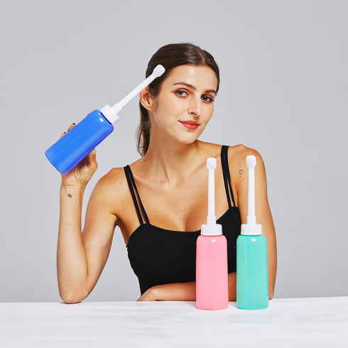 2Pcs-Pack Pink+Green 17oz Peri Bottle for Postpartum & Perineal Care,500ml Portable Travel Bidet for Personal Hygiene Cleaning...