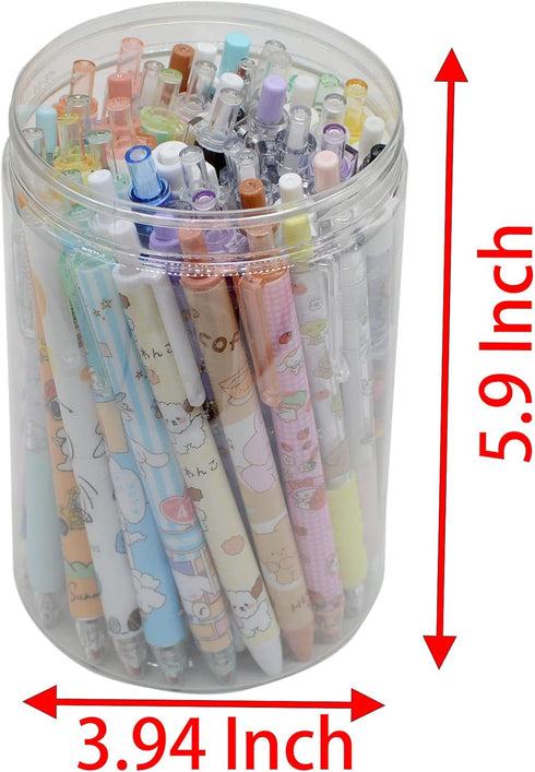 YIKANGHENG 50 Pcs Fine Point Cute Pens With a Pen Holder, 0.5mm 50 Different Random Styles Black Ink Kawaii Gel Pens for Office, Study, Gift and H...