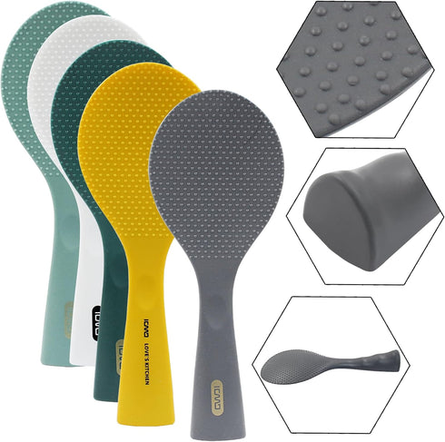Non Stick Rice Scooper - Silicone Standing Rice Spoon Paddle - Professional Rice Potato Server Spatula Heat Resistant Rice Cooker Spoon (1 Pack, B...