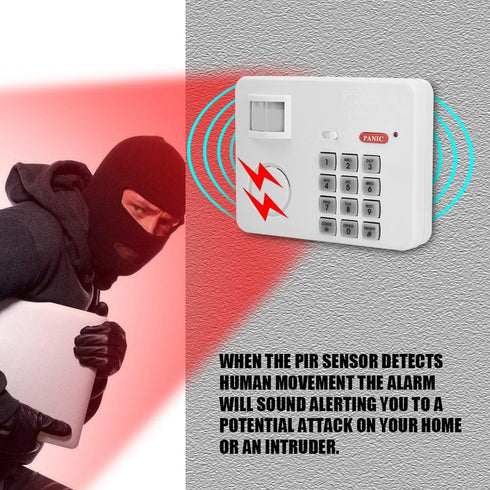 Home Security System, PIR Motion Sensor Alarm Password Home Security Keypad Remote Infrared Detectors,White...
