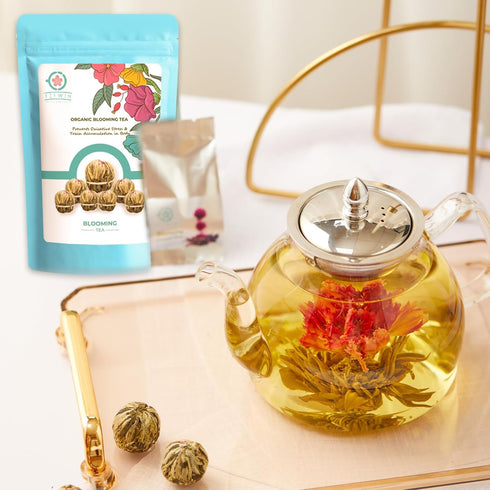 TETWIN Blooming Tea Flowers, 8 Varieties Flowering Tea Balls, Hand Tied Natural White Tea Leaves & Edible Flowers Gift Canister for Tea Lovers...