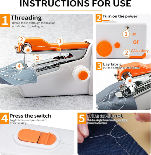 Hand held Sewing Machine, Portable Sewing Machine Handheld for Quick Stitching 33Pcs, Mini Sewing Machine for Beginners Suitable for Home Travel D...