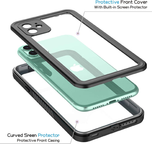 Compatible with iPhone 11 Waterproof Case, Built-in Screen Protector Full-Body Rugged Bumper Sealed Cover Shockproof Dustproof Waterproof Case for...