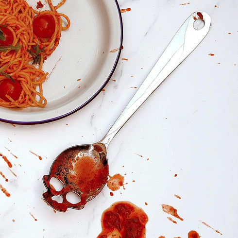 Suck UK | Skull Serving Spoon | Stainless Steel Serving Utensils | Kitchen Spoons For Gothic Home Decor | Goth Kitchen Serving Spoon | Slotted Spo...