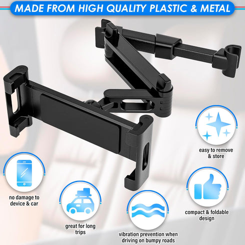 Holder for Car Universal Phone Mount Car Tablet Holder - Black Car Phone Holder Mount iPad Car Holder Back Seat Switch Head Rest Mount - Adjustabl...