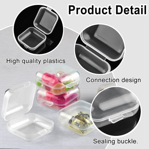 60 Pieces Mini Plastic Jewelry Box Clear Storage Box Small Storage Containers with Hinged Lids for Beads Jewelry Earrings Chains Earplugs Craft, 1...