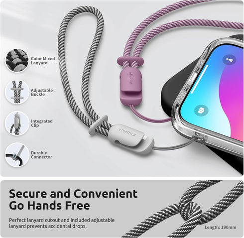 SURPHY Designed for iPhone 15 Case with Screen Protector and Lanyard, Phone Strap and Liquid Silicone Phone Case (Camera Protective + Soft Microfi...