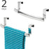 mDesign Steel Over Door Curved Towel Bar Storage, Hanger for Cabinet or Cupboard, Holder Rack for Kitchen, Bathroom - Holds Hand/Dish Towels, Wash...