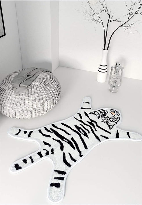 Tiger Print Rug Cartoon Cute Faux Area Rugs Fluffy Animal Print Mat Carpet Kids Small Rugs for Playroom Room Home Decor (2.6x1.8Ft /32.2" Lx21.4 W...