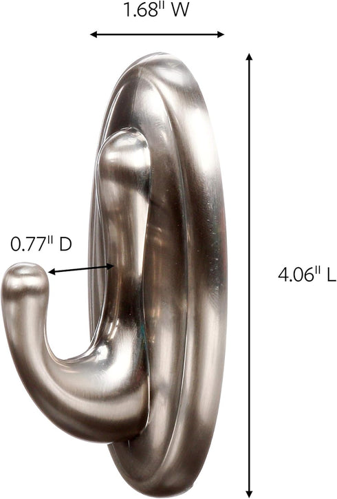3M Command 17053BN Traditional Plastic Hook, Large, Brushed Nickel...