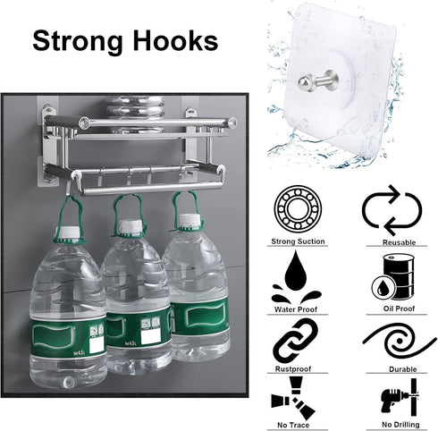 AIERSA 13 Pack Wall Hooks for Hanging,Screw Free Sticker for Mount Wall Shelf, 2 in 1 Reusable Adhesive Hooks Heavy Duty, Waterproof Rustproof and...