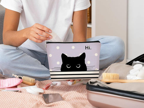 Cat Makeup Bag,Cat Gifts?Black Cat Purse,Gifts For Cat Lovers,Small Cute Makeup Bag Cosmetic Bag For Women Teen Girls,Birthday Gift,Cat Owners Gif...