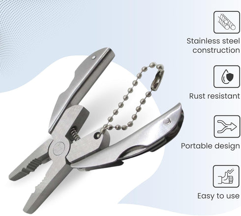 Mini Multitool Keychain Set - Multifunctional All In One Pocket Tool - 6-in-1, Plier, Wire Strippers, Phillips Screwdriver, Knife, File & Flat, Wi...