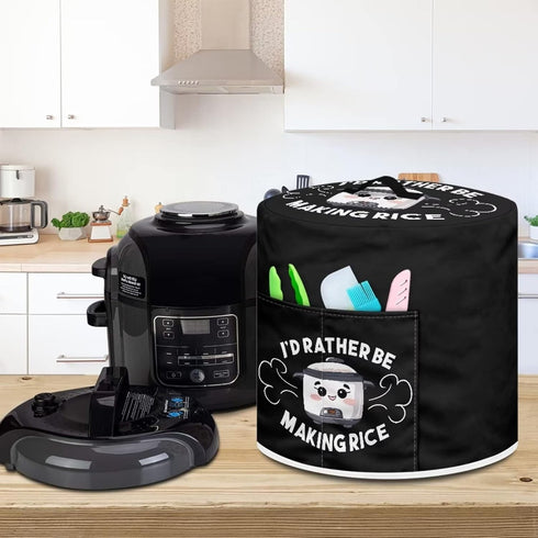 I'd Rather Be Making Rice Pressure Cooker Cover Round Dust Cover Black Funny Designs Air Fryer Cover Kitchen Appliance...