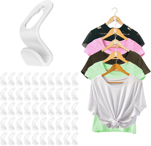 Hanger Connector Hooks – 50-Pack Clothes Hanger Connector Hooks – Space-Saving Hanger for Closet Organizer – Cascading Space Saver Hangers for Sma...