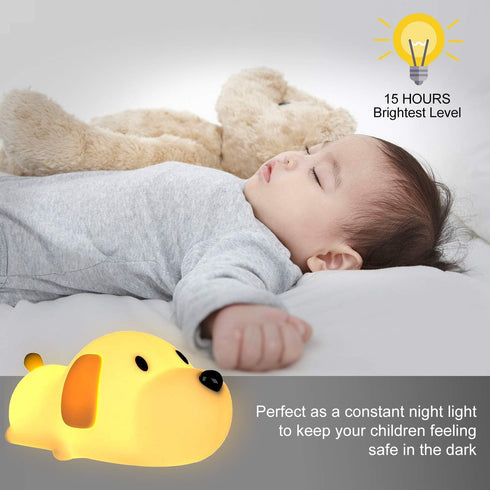 Silicone LED Papa Puppy Night Light Touch Sensor Switching Night Lamp, Transform Between Warm White 2700K and White 6500K, Safe SIL+ABS, Sleep Tim...