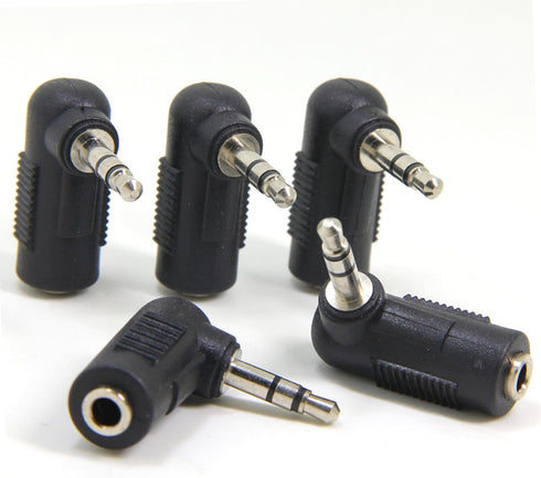 Ancable 5-Pack 1/8" 3.5mm TRS Male to Female Right-Angle Headphone Earphone Adapter Converter...