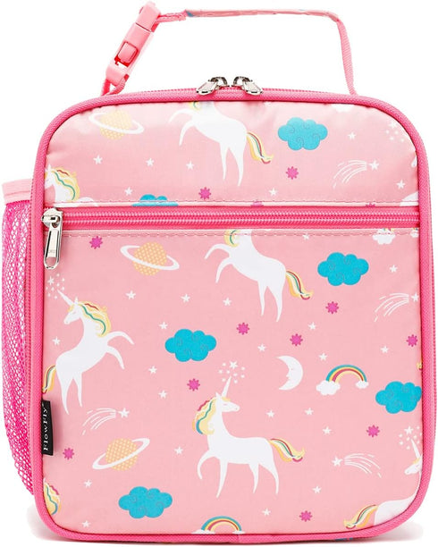 FlowFly Kids Lunch box Insulated Soft Bag Mini Cooler Back to School Thermal Meal Tote Kit for Girls, Boys, Unicorn...
