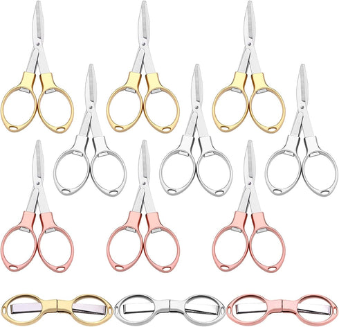 Stainless Steel Scissors Anti Rust Folding Scissors Glasses Shaped Mini Shear for Home and Travel Use (6)...
