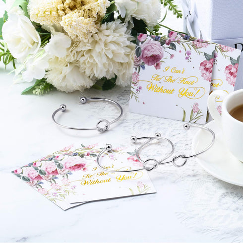 Hicarer 6 Pieces Bridesmaid Bracelet Knot Cuff Bangle with I Can't Tie The Knot Without You Bridesmaid Cards...