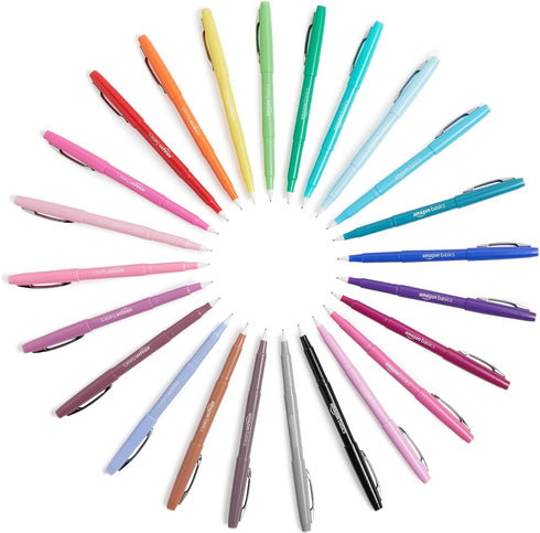 Amazon Basics Felt Tip Marker Pens - Medium Point, Black, 24-Pack...