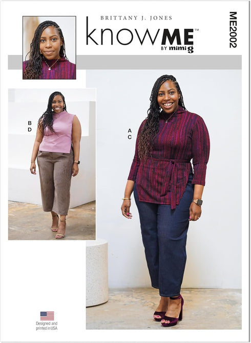 Know Me Misses' and Women's Knit Tops and Jeans Sewing Pattern Packet by Brittany J. Jones, Design Code ME2002, Sizes 30W-32W-34W-36W-38W...