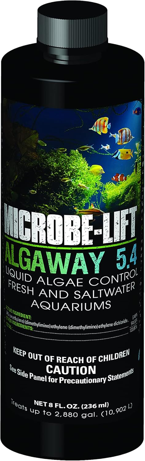 MICROBE-LIFT ALGAA08 ALGAWAY 5.4 Algae Control for Fresh and Salt Water Home Aquariums, 8 Ounces...