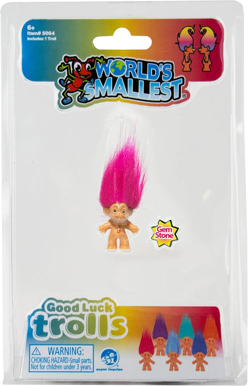 World's Smallest Good Luck Trolls. Mini 1 inch Tall Toy Action Figure with an Extra 1.5 inches of Hair! Six Adorable Good Luck Trolls to Collect! ...