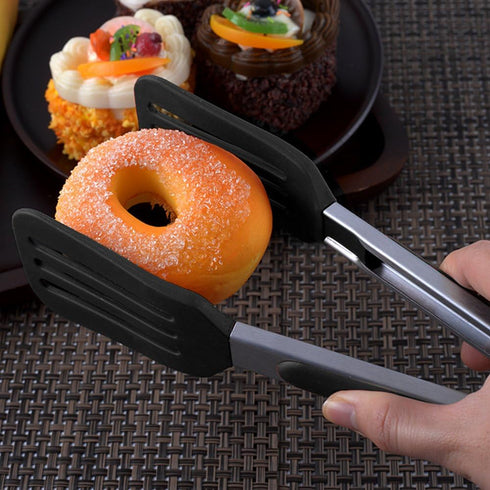 Cooking Tongs 9 inches and 12 inches Stainless Steel Kitchen Silicone Serving Tong Heat Resistant Meat Turner Spatula Tongs with Locking Handle Jo...
