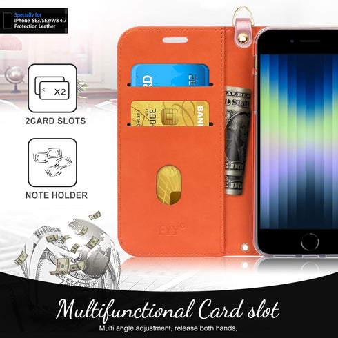 FYY Designed for iPhone SE Case 2022 (3rd Gen) / 2020 (2nd Gen) / 7 / 8 , Luxury PU Leather Wallet Phone Case with Card Holder Flip Kickstand Cove...