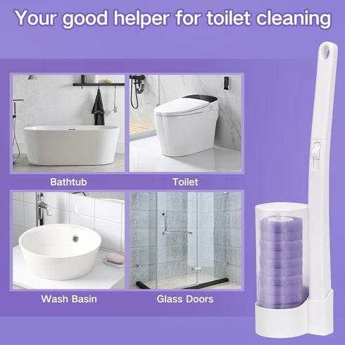 DuringCo Disposable Toilet Brush, Toilet Bowl Cleaner Disposable Toilet Cleaning System- Toilet Bowl Cleaner Brush Set with Storage Caddy and 18 T...