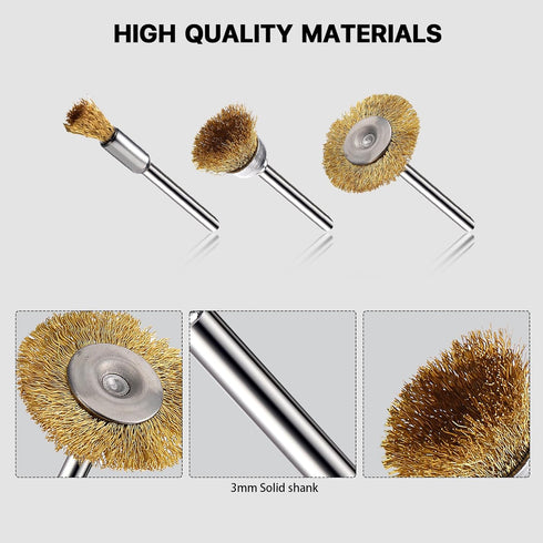 15 Pieces Copper Wire Brushes, Wire Brush Wheel, Copper Wire Polishing Wheel Kits for Dremel Rotary Tools (1/8 Inch Mandrel)...