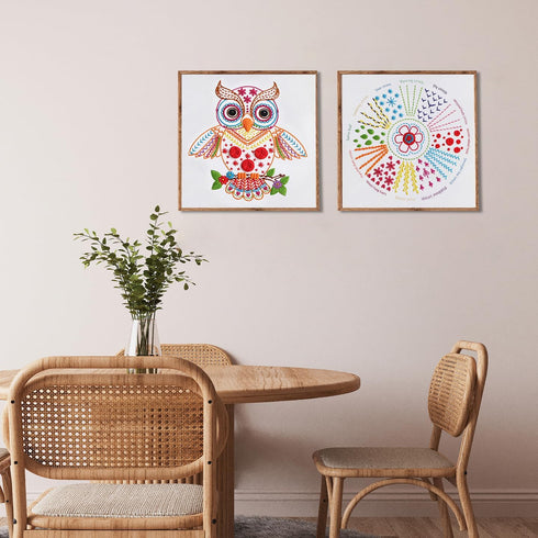 Louise Maelys Beginners Adults Embroidery Kit,Owl stamped pattern Practice kit,Starters cross stitch kit including embroidery hoop,cloth,needles, ...