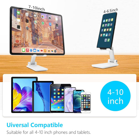 Cell Phone Stand, Folding Desktop Phone Stand, Angle Height Adjustable Mobile Phone Holder for Desk, Office, Tablet Stand Compatible with All Phon...