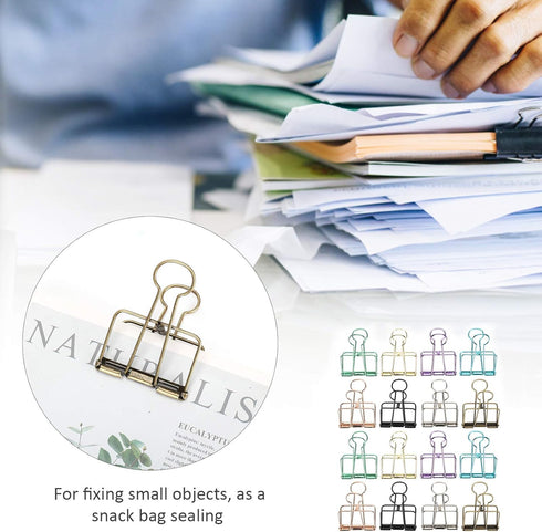 16pcs Wire Binder Clips, Medium Colorful Paper Clamps Metal Wire Binder Clips Hollow Out Paper Organizer Wire Clips for Photo Picture Postcard Art...