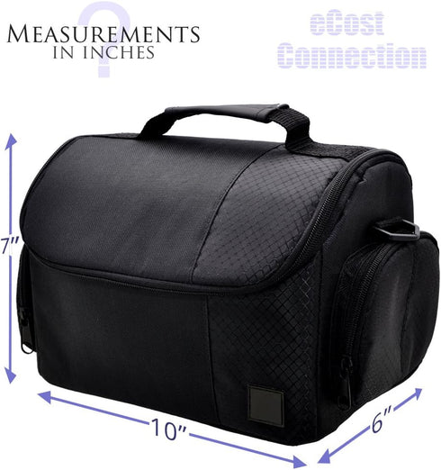 Deluxe Large Digital Camera/Video Padded Carrying Bag/Case for Nikon, Sony, Pentax, Olympus Panasonic, Samsung, and Canon DSLR Cameras & eCostConn...
