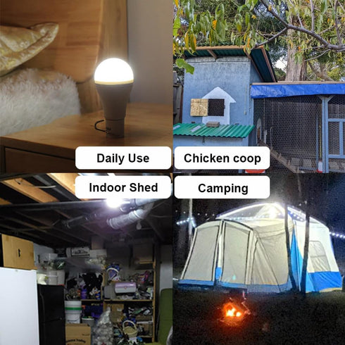 Solar Light Bulbs Dusk to Dawn Solar Lights Indoor, Portable Solar Chicken Coop Lights Hanging Solar LED Camping Lights, 2-Pack...