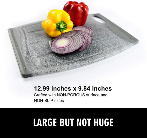Large Cutting Board with Juice Grooves, 12.99" Thick Cutting Board for Vegetable and Meat, Non Slip Chopping Board for Kitchen with Easy Grip Hand...