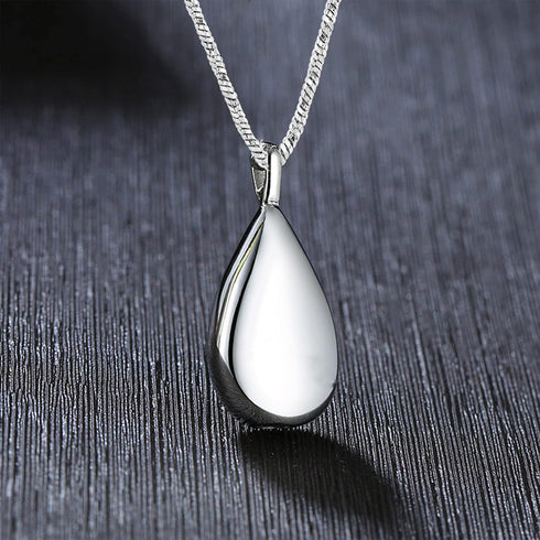Yinplsmemory Carved Teardrop Keepsake Ashes Necklace Urn Pendant Cremation Memorial Jewelry-Always in my heart...